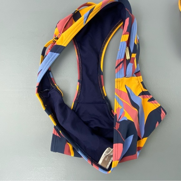 Sunseekers yellow, blue & pink abstract leaf print 2 piece bikini set - Picture 5 of 15